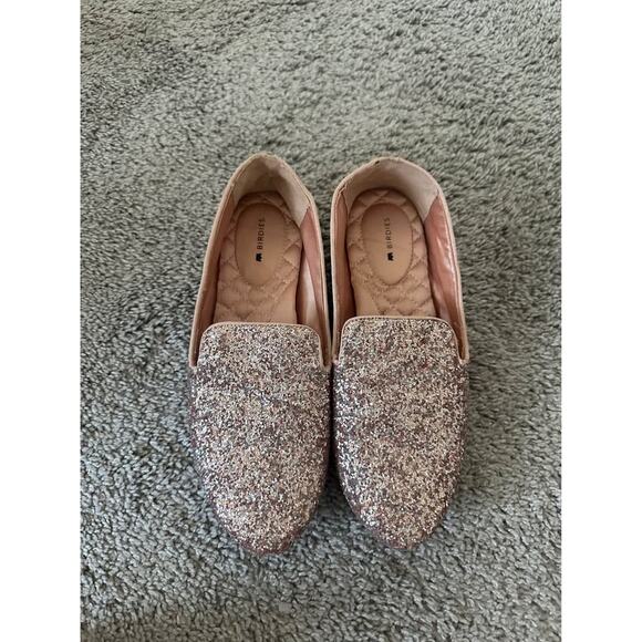 Birdies Women’s Starling Glitter Sparkle Rose Gold Round Toe Flats Sz 7 - Picture 2 of 6